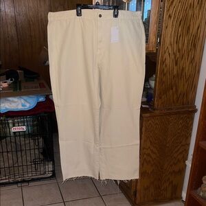 Elegant Cream Wide Leg Jeans